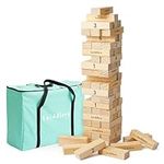 THE TWIDDLERS XL Tumble Tower Giant Garden Game, 64 Piece Premium Large Wooden Lawn Game, Blocks Stack up to 5ft / 1.5m Tall - Portable Carry Case, Outdoors or Indoors, Mega Fun for Kids & Adults