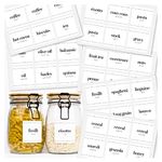 36 x Essential Collection Labels for Jars - Contemporary Printed White Sticky Labels for Kitchen and Pantry Storage