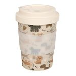 Earthism Eco-Friendly Bamboo Fibre Travel Reusable Coffee Mug with lid 350 Ml (Pooches)