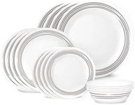 Corelle Classic Dinnerware Set, 16 Piece Set, Brushed Silver