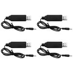 DollaTek 4PCS USB Drone Battery Cable 3.7V lipo Battery Charger with DC 2.0mm Port for Attop XT-1 RC Drone Quadcopter WiFi FPV Drone Airplane Parts