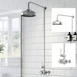 Park Lane Traditional Thermostatic Mixer Shower Set Round Chrome Crosshead Exposed Valve