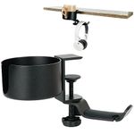 BELLE VOUS 2-in-1 Desk Cup Holder and Headphone Stand - Multi-Functional Under Table Headset Hanger with 360 Degree Rotating Bracket - Anti-Spill Cup Holder for Computer, or Gaming PC