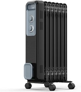 Joy Pebble Oil Filled Radiator Heater, Portable Electric Heater, 1s Quick Heat, 3-Level Adjust, Tip-over&Overheat Protection, Portable Space Heater with Wheels and Handle, 1200W Oil Heaters for Home