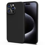 TIIXXA Silicone Case for iPhone 15 Pro Max Case,Soft Ultra Slim Protective Shockproof Liquid Silicone Phone Case, Anti-Scratch Microfiber Lining, 6.7" Black