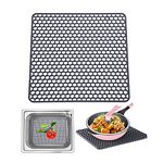 Large Sink Mat Dish Drying Mat Multipurpose Silicone Kitchen Draining Trivet Pad Protector Heatproof and Antiskid (Gray)