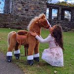 PonyCycle Official Classic U Series Ride on Horse Toy Plush Walking Animal Brown Horse for Age 4-9 Medium Size U424