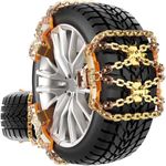 Emergency Snow Chains for Car SUV Pickup Trucks, LEAEYFE Extreme Performance Adjustable Portable Universal Thickening Anti-skid Snow Tire Chains for Tire Width 225-285mm, 6 Pack （Set of 2）