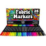 Fabric Markers for Baby Clothes Canvas Fabric Upholstery T Shirts Shoe Clothing Paint Fabric Pens for Clothes, Fabric Markers Permanent No Bleed Coloring Dye Pens 26 Pcs for Artists and Kids