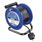 Masterplug LDCC2513/4BL-MP Four Socket Medium Open Cable Reel with Handle, 25 m Metres, Blue