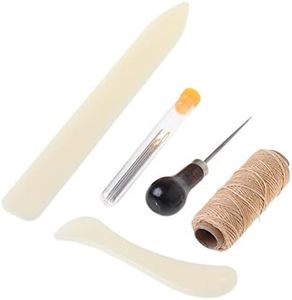 Musuntas – Ensemble de 11 outils de reliure de livres et de couture, alêne avec manche en bois, fil ciré, grandes aiguilles