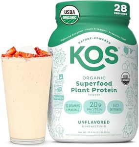 KOS Vegan Protein Powder, Unflavored & Unsweetened - Low Carb Pea Protein Blend, Organic Superfood Rich in Vitamins & Minerals - Keto, Soy, Dairy Free - Meal Replacement for Women & Men - 28 Servings