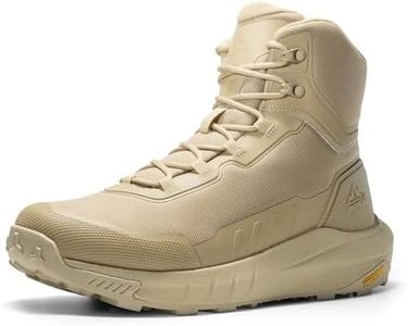 NORTIV 8 Men's Tactical Hiking Boot Lightweight Cushion Sole Boots for Work All Day Side Zipper Motorcycle Combat Military Boot Arch Support 8 Inches Terrascope,Size 7,Sand,NMUMMT2503