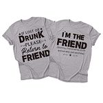 Best Friends T Shirt for Women Letters Print I'm The Friend Funny Graphic Tees Tops BFF Gift (S, Grey-IF, s)