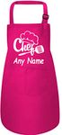 Print4U Personalised Kids Apron Chef's Hat Any Name with Adjustable Straps Pink Small 3 to 6 Years