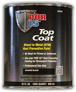 POR-15 Top Coat Paint, Direct to Metal Paint, Long-term Sheen and Color Retention, 1 Quarts, Chassis Black