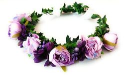 CRAnsh Creations; Crafted with Love Handmade Flower Tiara for Girls Women Jewellery Hair Accessories Adjustable with ribbon Pack of 1 (Purple)