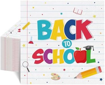 NatNarr 50 Pcs Back to School Napkins, 6.5 Inch Notebook Paper Napkins Lined Apples Pencil Prints Cocktail Napkins for Preschool, Kindergarten, First Day of School, Teacher Appreciation