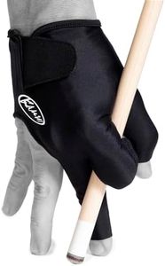 Kamui Billiard Glove Black – Pool Cue Glove for Left or Right Hand, Quick-Dry Fabric, Anti-Slip Palm, Open Fingers, Short Cuff (Large, for Right Hand (Left-Handed Players))
