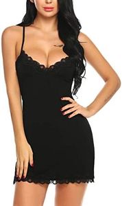 Avidlove Womens Lingerie Sexy Nighties for Women V-neck Nightdress Sexy Lingerie Dress for Women Negligee Lingerie Sets for Women Sexy (Black,XL)