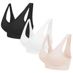 Blu Apparel Multipack Seamless Comfort Bras Sleep Bras Sizes 8-24 Not Padded Wireless (UK, Alpha, 3XL, Regular, Regular, Black/White/Nude 3 Pack)
