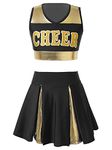 inlzdz Kids Girls Sleeveless Cheer Leader Costume Team Uniform School Cheerleading Dance Fancy Dress up Black Cheer 7-8 Years