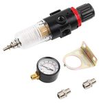 TIMBERTECH Pressure Regulator for Airbrush Compressor, 1/8’’ NPT Air Filter Airbrush Regulator with 0-100 PSI Gauge, Water-Trap Filter for Compressor