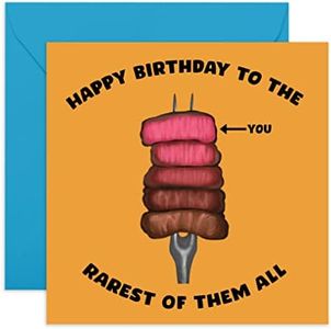CENTRAL 23 - 'Happy Birthday to the Rarest of Them All' - Funny Card for Husband - Wife - Steak Joke - Humorous Birthday Card for mom Dad Brother Sister - Friends - Comes with Stickers