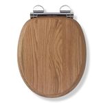 Croydex Solid Oak Soft Close Toilet Seat, Flexi-Fix Hinges (Rutland)
