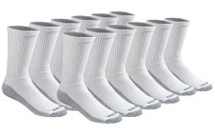 Dickies Men's Dri-tech Moisture Control Crew Socks Multipack, White (12 Pairs), Shoe Size: 12-15