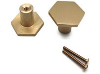 Susenya Dresser Knobs, Brass Cabinet Knobs,Brushed Knobs,1.2" Golden Hexagon,Pack of 2