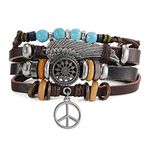 Jewels Galaxy Beads Multi Layers Leather Rope Bracelet for Men (CT-BNG-49086), Onesize