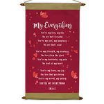 Indigifts Valentine Gift For Boyfriend My Everything Printed Pink Scroll Card 17x9.5 Inches - Love Gifts for Boyfriend| Girlfriend Birthday Gift Special| Love Gifts for Him/Her/Husband/Wife