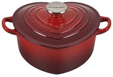 Le Creuset Signature Enameled Cast Iron Figural Heart Cocotte, 2 Quart, Cerise with Stainless Steel Knob