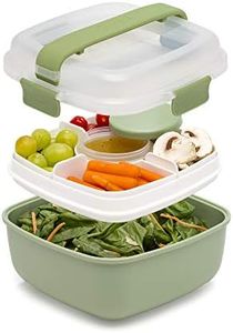 Goodful Stackable Lunch Box Container, Bento Style Food Storage with Removeable Compartments for Sandwich, Snacks, Toppings & Dressing, Leak-Proof and Made Without BPA, 56-Ounce, Sage