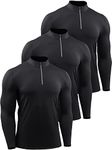 NELEUS Men's 3 Pack Dry Fit Long Sleeve Compression Shirts Workout Running Shirts, 5086 Black/Black/Black, Medium