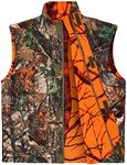 GUGULUZA Camo and Orange Hunting Reversible Vest, Game Vest Jacket for Hunting Camping (M-4XL), Orange Camo, X-Large