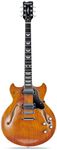 WestCreek 333 Electric Guitar with 6 String, Semi Hollow Body Jazz Electric Guitar, Alnico Humbucker Pickups, Roosewood Fretboard, Rounded End Jumbo Frets, Full (Amber)