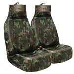 FSW - Green Camo Universal Heavy Duty Front Car Seat Covers - Waterproof Seat Protector For All Makes And Models, Car Accessories, British Manufactured - 2 Front Seat Covers