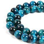 Nancybeads Natural Gemstone Round Spacer Loose Beads 1 Strand 15.5" for Jewelry Making (Aquamarine Tiger's Eye, 6mm 60Beads)