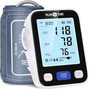 RunStar Blutdruckmessgerät oberarm mit breiter Manschette (22 cm - 42 cm) für den Heimgebrauch, automatische digitale Blutdruckmessgerät mit Aufbewahrungstasche, 2 x 99 Lesespeicher