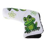 Golf Putter Cover with Frog & Clover Pattern Blade Center Putter PU Drivers Head Protector Golf for Golf Lovers