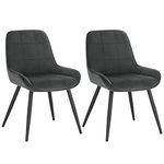 WOLTU Set of 2 Dining Chairs, Relaxing Chairs Velvet, Chairs for Bedroom, Living Room, Dining Room and Kitchen, Ergonomic Chairs with Backrest, Dark Grey, BH331dgr-2