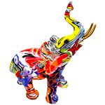 Colorful Graffiti Art Elephant Sculptures - Large Elephant Statue, Modern Ornament and Figurines, Elephant Graffiti Art, Abstract Resin Crafts for Kitchen Office Shelf Home Decor