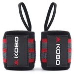 Kobo WTA-41 Red Wrist Wraps with Thumb Loop - Professional Wrist Support Braces for Men & Women - Weight Lifting Cross Fitnesspowerliftingstrength Training