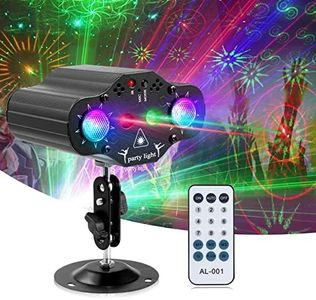 Party Lights DJ Disco Lights,Stage Laser Light Projector 2 RGB LED Multiple Patterns Sound Activated Flash Strobe Lighting with Remote Control for Parties Christmas Karaoke Wedding Home Decoration
