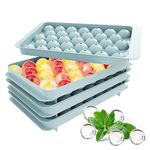 Mubal Round Ice Cube Trays with Lids,3 Pack 33 Ball Ice Cube Molds for Freezer, Easy Release BPA Free Circle Ice Trays for Cocktails, Juice, Whisky, Coffee-Blue(1inch Small Sphere Ice Ball Tray)