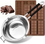 1200ML/1.1QT Double Boiler Pot With 2 Pack of Silicone Chocolate Bar Molds, Stainless Steel Chocolate Melting Pot with Non-Stick Chocolate Molds for Dubai Pistachio, Candy, Snacks