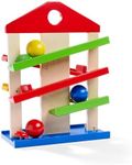 Wooden Marble Run Game for Kids | Fun Coloured Wooden Toys with 3 Marbles & Fun Bell | for Ages 1+