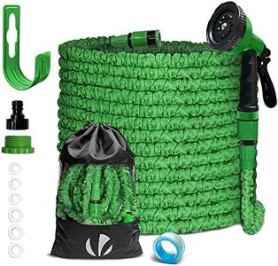 VOUNOT Flexible Garden Hose 30 m Flexible Water Hose Expandable with 10 Spray Functions, Quick Adapters & Wall Mount, Green